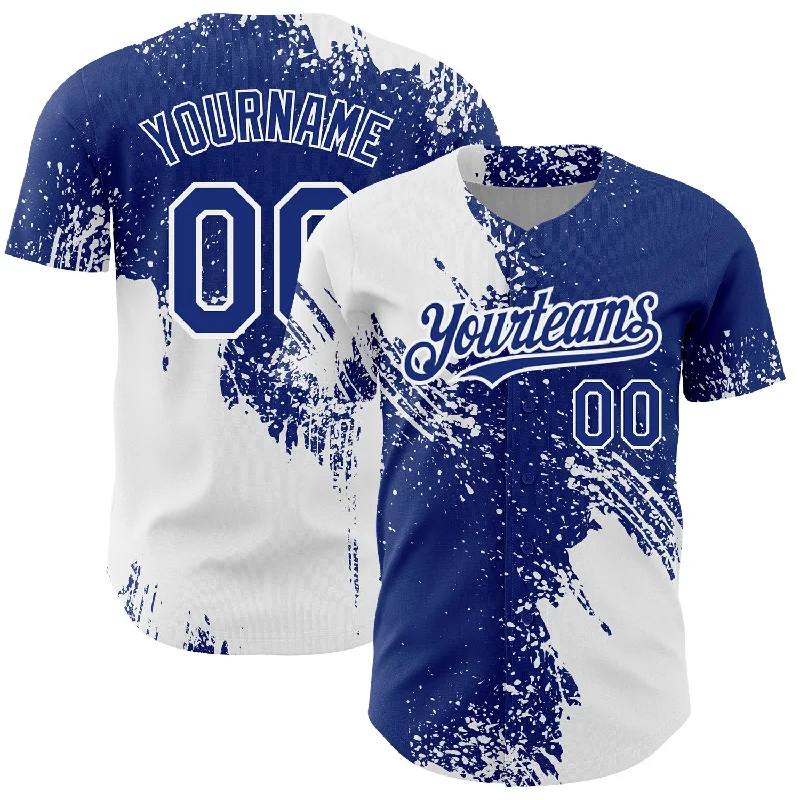 Baseball Jerseys With Custom Designs & Patterns-Custom White Royal 3D Pattern Design Abstract Brush Stroke Authentic Baseball Jersey