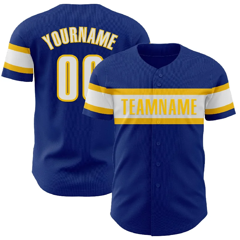 Baseball Jerseys For Local Leagues-Custom Royal White-Yellow Authentic Baseball Jersey