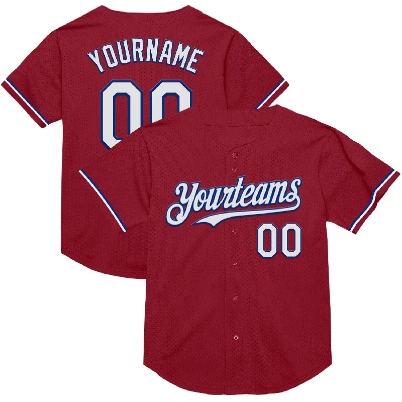 Baseball Jerseys For Professional Events-Custom Maroon White-Royal Mesh Authentic Throwback Baseball Jersey