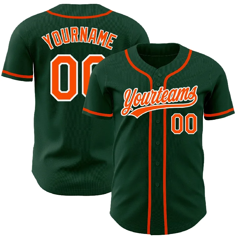 Personalized Baseball Jerseys For Local Supporters-Custom Green Orange-White Authentic Baseball Jersey