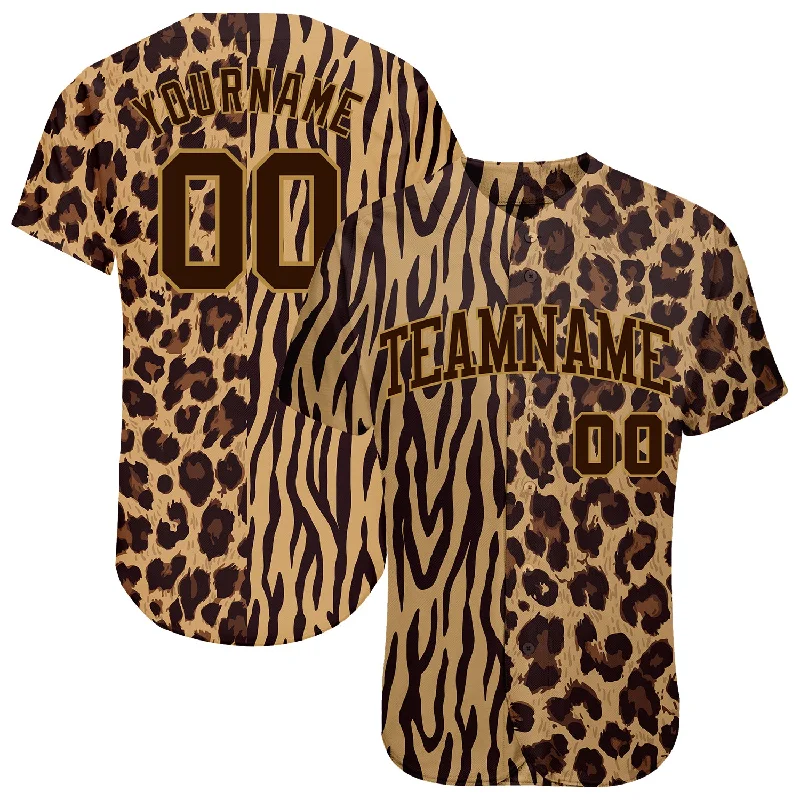 Custom Baseball Jerseys For Competitive Sports-Custom 3D Pattern Design Leopard Skin Zebra Stripe Authentic Baseball Jersey