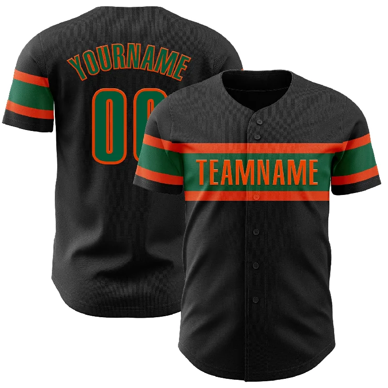 Custom Baseball Jerseys For Event Appearances-Custom Black Kelly Green-Orange Authentic Baseball Jersey