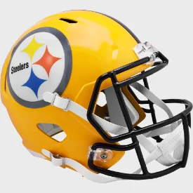 Custom Rugby Helmets For Durable Use-Pittsburgh Steelers Full Size Gold Speed Replica Throwback Football Helmet - NFL