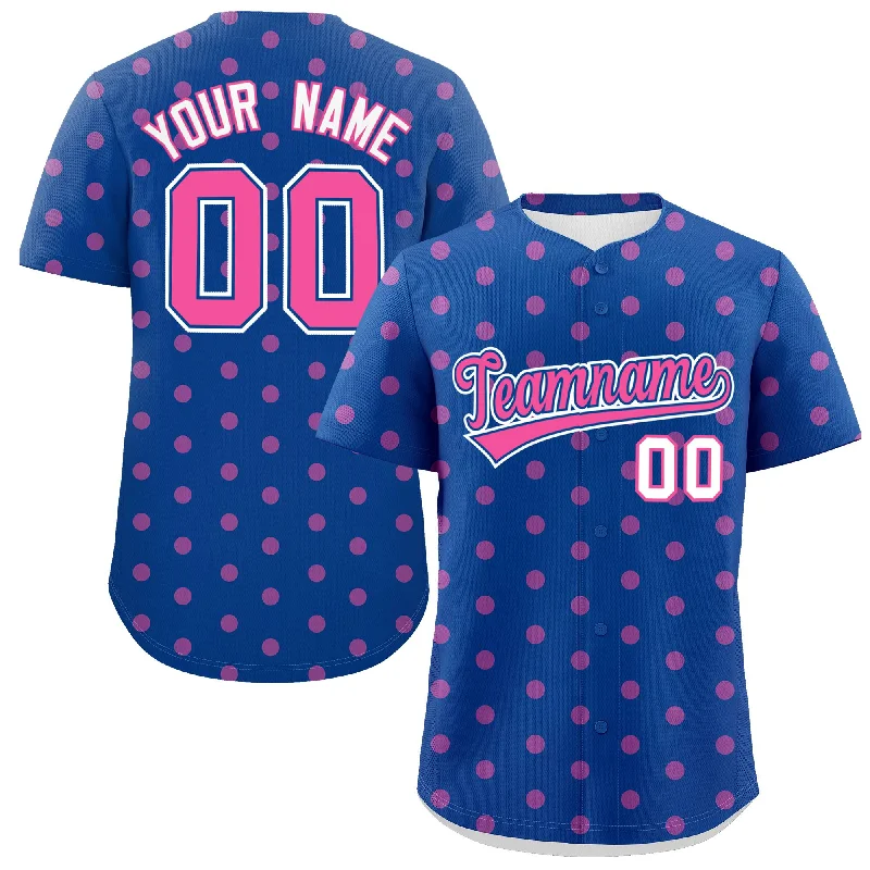 Personalized Baseball Jerseys For Sponsorship Deals-Custom Royal Pink Personalized Polka Dot Graffiti Pattern Authentic Baseball Jersey