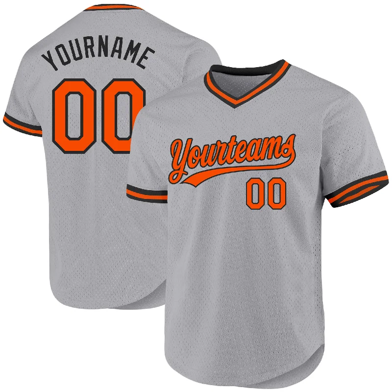 Baseball Jerseys For Corporate Sports Events-Custom Gray Orange-Black Authentic Throwback Baseball Jersey