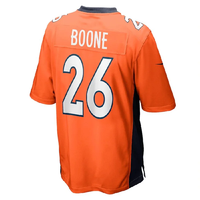 Custom Rugby Jerseys For Player Gifts-D.Broncos #26 Mike Boone Orange Game Jersey Stitched American Football Jerseys