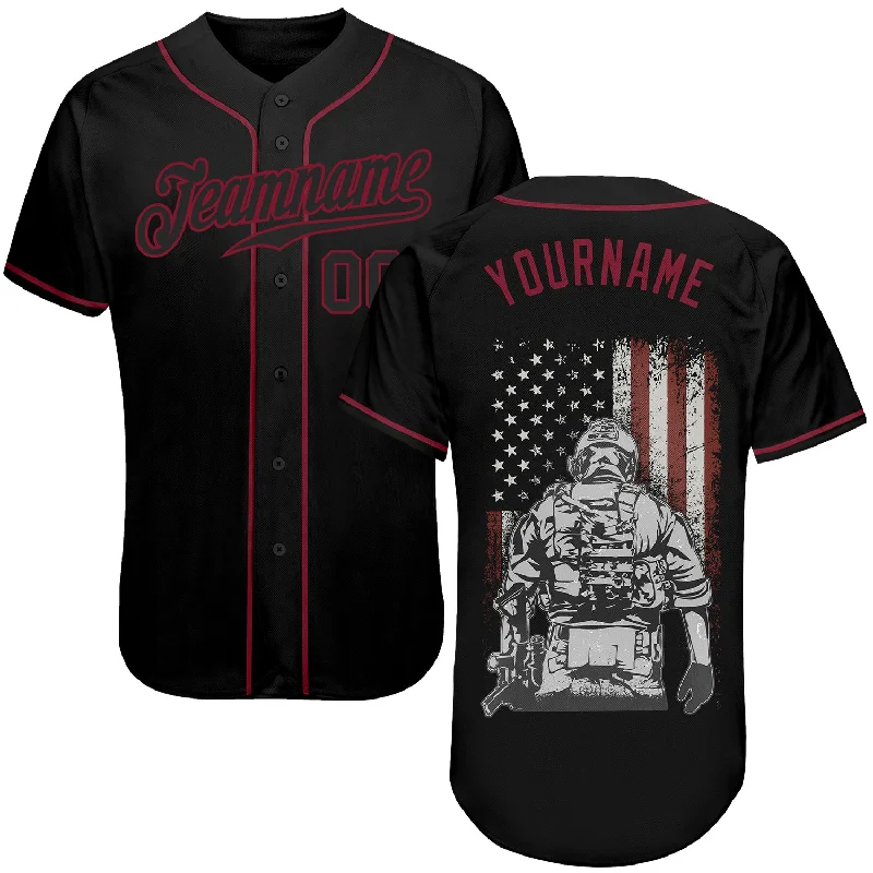 Baseball Jerseys With Player Numbers & Logos-Custom 3D Pattern Design American Soldier Battlefield Authentic Baseball Jersey