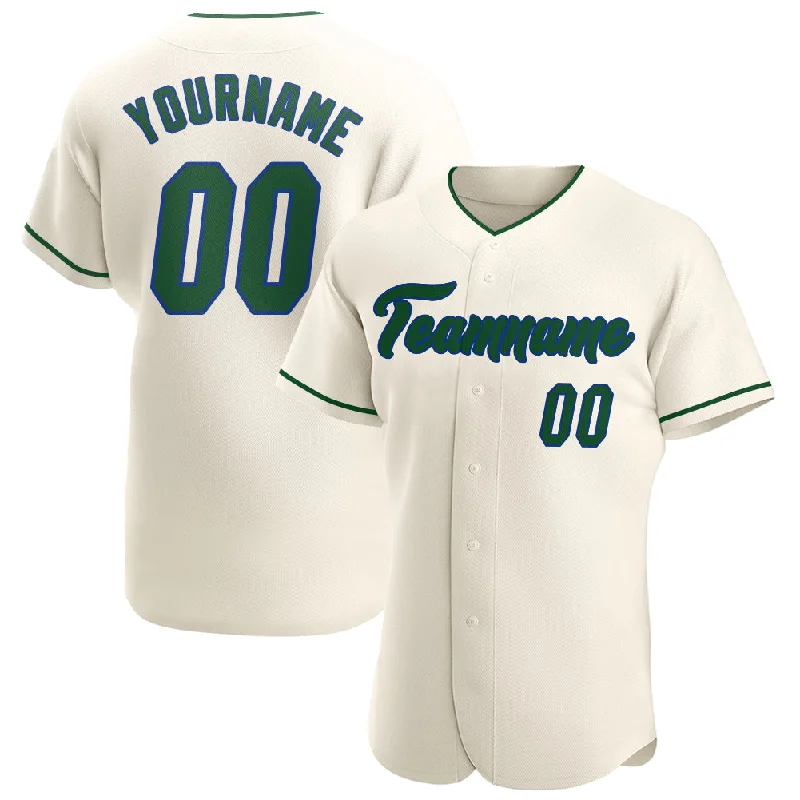 Baseball Jerseys For Youth Camps & Leagues-Custom Cream Green-Royal Authentic Baseball Jersey