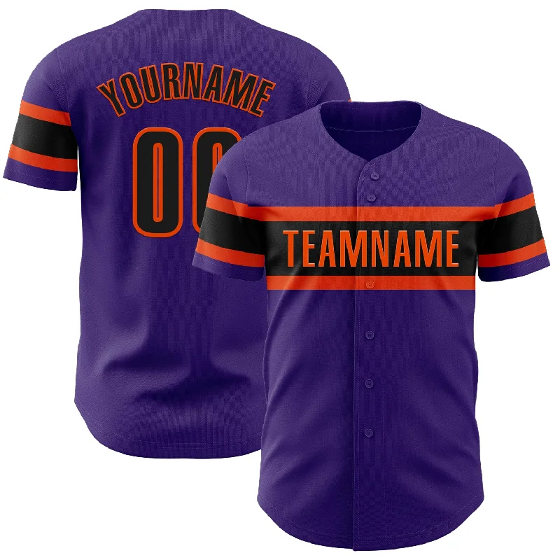 Custom Baseball Jerseys For Special Events-Custom Purple Black-Orange Authentic Baseball Jersey