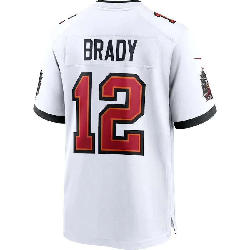 Custom Rugby Jerseys For Charity Events-TB.Buccaneers #12 Tom Brady White Game Jersey Stitched American Football Jerseys