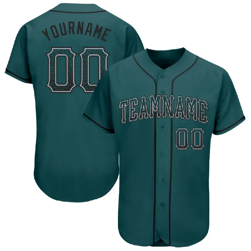 Custom Baseball Jerseys For Local Players-Custom Midnight Green Black-Gray Authentic Drift Fashion Baseball Jersey