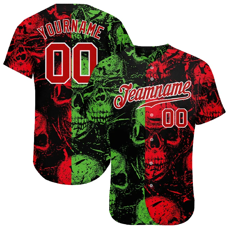 Baseball Jerseys With Custom Fonts & Numbering-Custom 3D Pattern Halloween Skulls Authentic Baseball Jersey