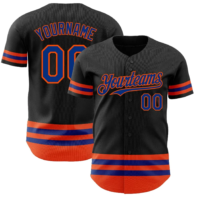 Custom Baseball Jerseys For Charity Events-Custom Black Royal-Orange Line Authentic Baseball Jersey