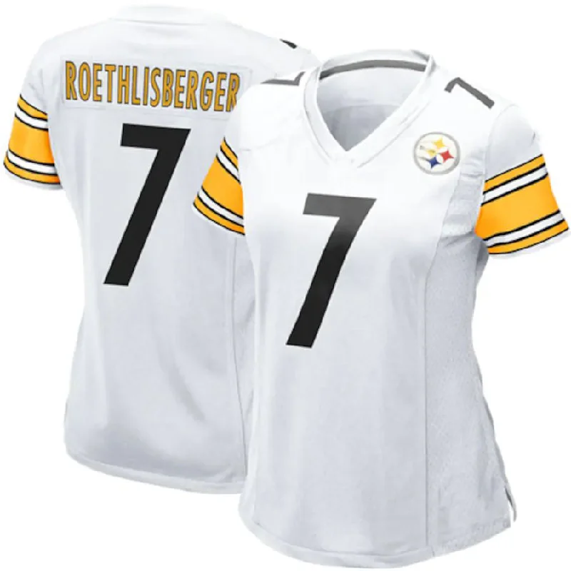 Custom Rugby Jerseys For International Teams-P.Steelers #7 Ben Roethlisberger White Game Jersey Stitched American Football Jerseys