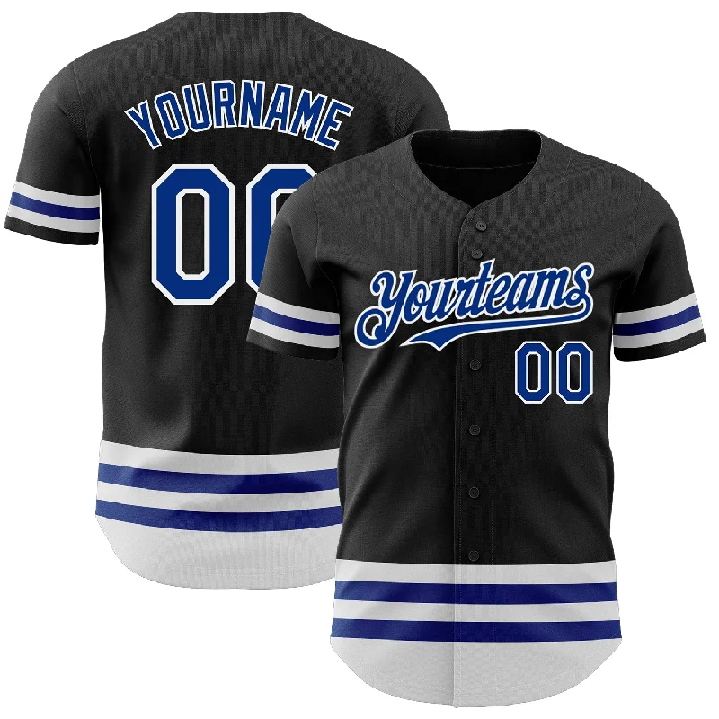 Custom Baseball Jerseys For Special League Events-Custom Black Royal-White Line Authentic Baseball Jersey