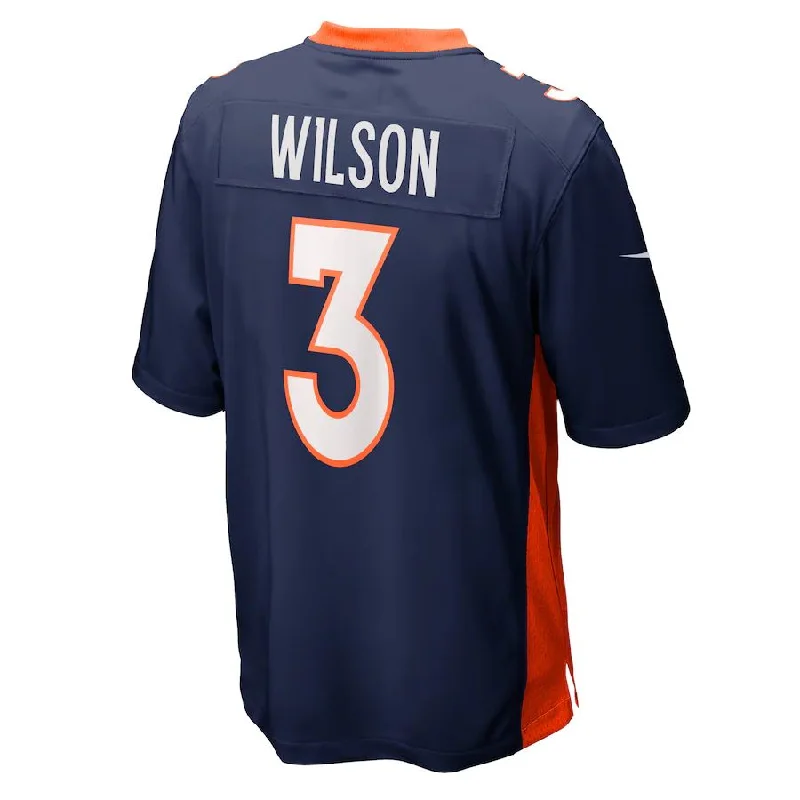 Personalized Rugby Jerseys For Player Appreciation-D.Broncos #3 Russell Wilson  Navy Alternate Game Jersey Stitched American Football Jerseys