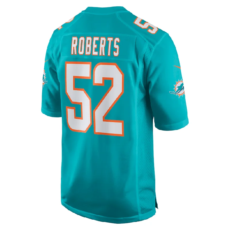 Rugby Jerseys For Local Leagues-M.Dolphins #52 Elandon Roberts Aqua Game Player Jersey Stitched American Football Jerseys