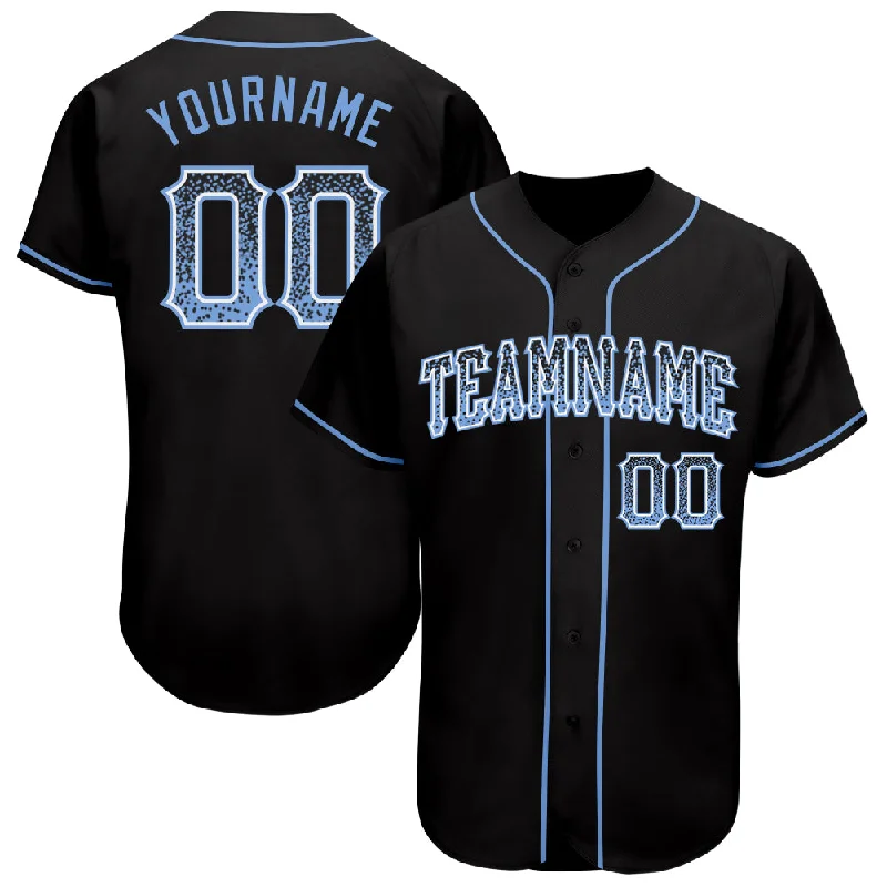 Custom Baseball Jerseys For Club Competitions-Custom Black Light Blue-White Authentic Drift Fashion Baseball Jersey