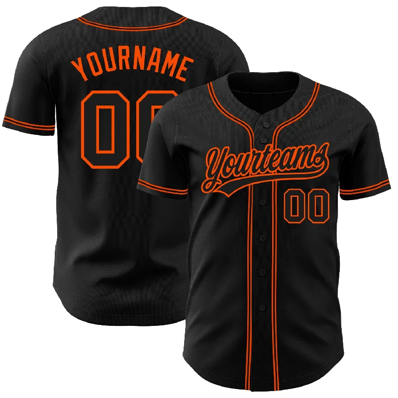 Baseball Jerseys With Custom Logos & Text-Custom Black Black-Orange Authentic Baseball Jersey