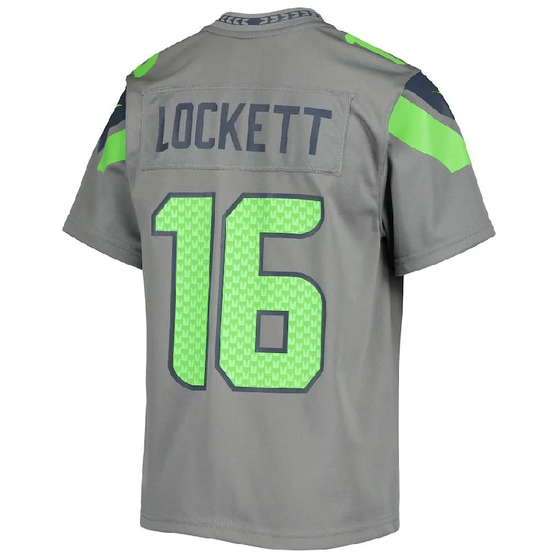 Custom Rugby Jerseys For Player Recognition-S.Seahawks #16 Tyler Lockett Gray Inverted Team Game Jersey Stitched American Football Jerseys