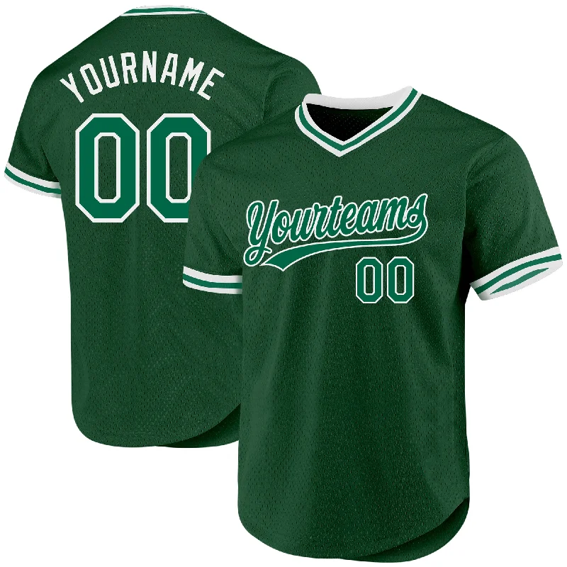 Baseball Jerseys For Family Events-Custom Green Kelly Green-White Authentic Throwback Baseball Jersey