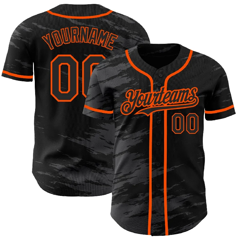 Personalized Baseball Jerseys For Teams-Custom Black Steel Gray Splash Ink Orange Authentic Baseball Jersey