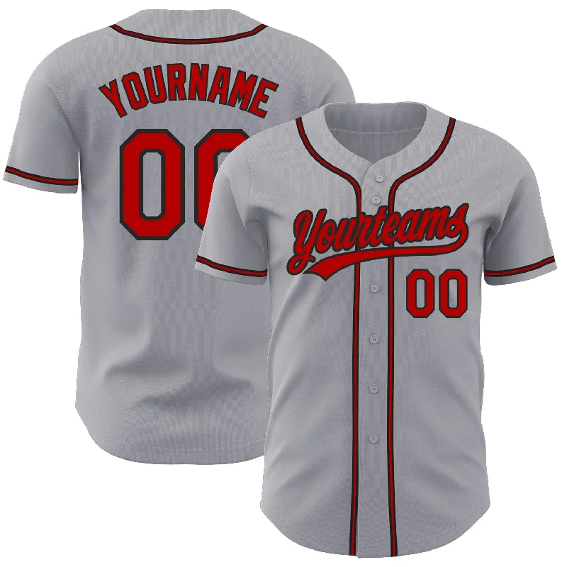 Baseball Jerseys For Fundraising Campaigns-Custom Gray Red-Black Authentic Baseball Jersey