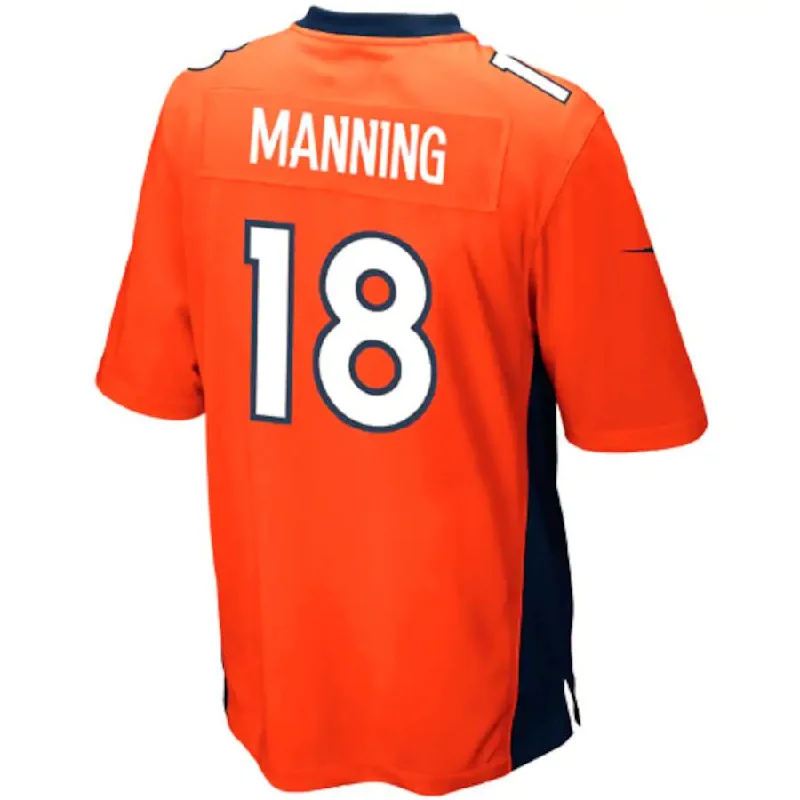 Personalized Rugby Jerseys For Holiday Season-D.Broncos #18 Peyton Manning Peyton Manning Orange Team Color Game Jersey Stitched American Football Jerseys