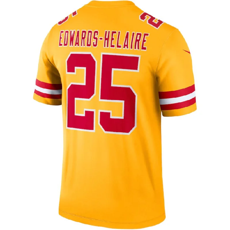 Personalized Rugby Jerseys For Youth Competitions-KC.Chiefs #25 Clyde Edwards-Helaire  Gold Inverted Legend Jersey Stitched American Football Jerseys