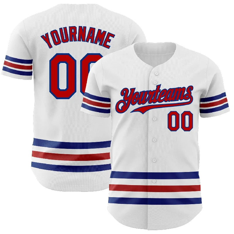 Personalized Baseball Jerseys For Tournament Winners-Custom White Red-Royal Line Authentic Baseball Jersey