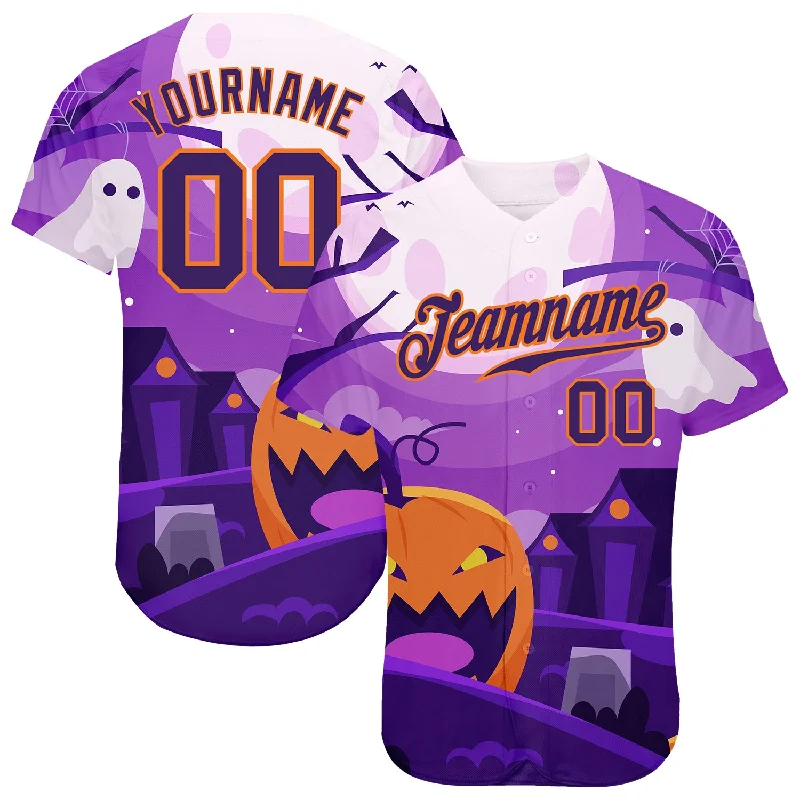 Baseball Jerseys For Local Supporter Events-Custom 3D Pattern Halloween Pumpkins Horror Night Authentic Baseball Jersey