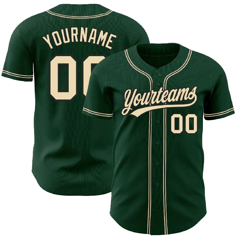 Custom Baseball Jerseys For Team Fundraisers-Custom Green City Cream-Black Authentic Baseball Jersey