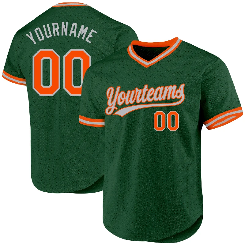 Baseball Jerseys For Special Team Events-Custom Green Orange-Gray Authentic Throwback Baseball Jersey