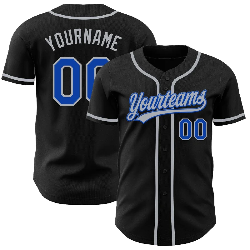 Baseball Jerseys For Special Fan Days-Custom Black Thunder Blue-Gray Authentic Baseball Jersey