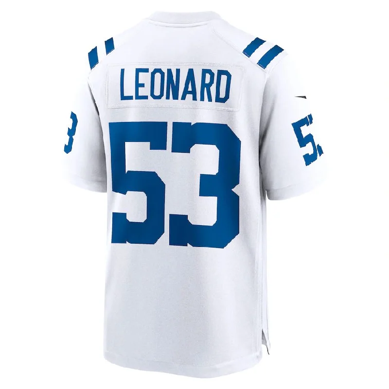 Personalized Rugby Jerseys For Tournaments-IN.Colts #53 Shaquille Leonard White Player Game Jersey Stitched American Football Jerseys