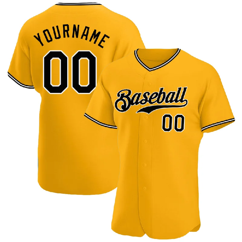 Baseball Jerseys For Custom Designs & Printing-Custom Gold Black-White Authentic Baseball Jersey