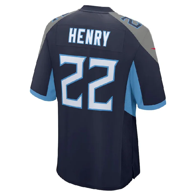 Rugby Jerseys For Sponsorship Recognition-T.Titans #22 Derrick Henry Navy Player Game Jersey Stitched American Football Jerseys