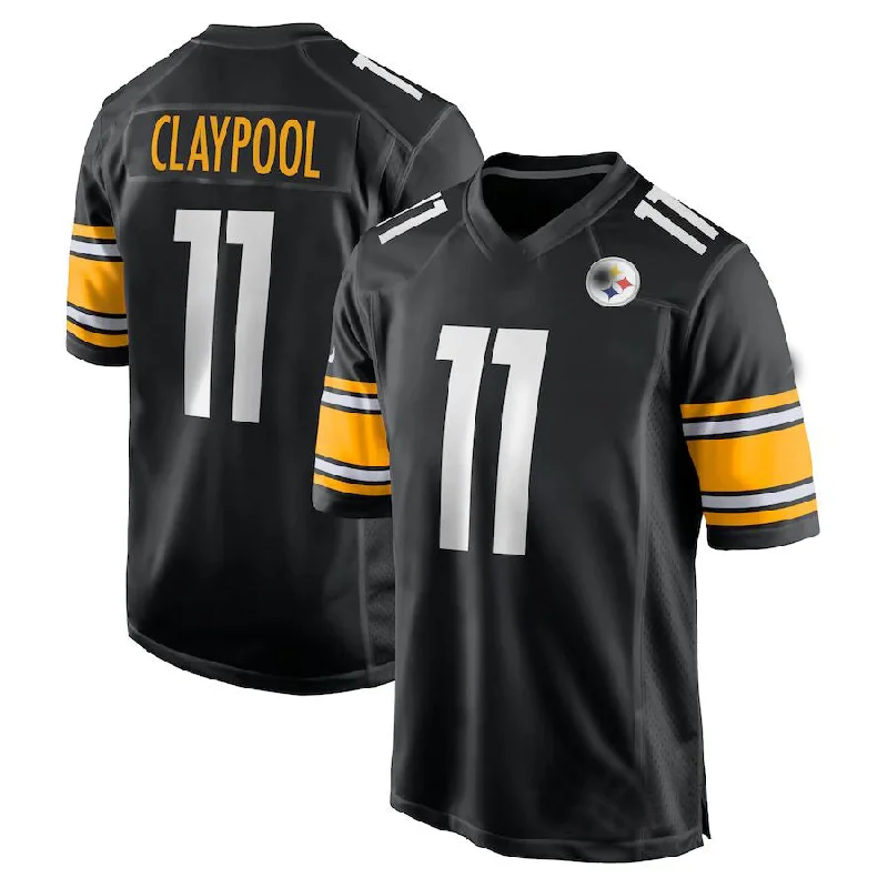 Rugby Jerseys With Custom Fonts & Numbering-P.Steelers #11 Chase Claypool Black Game Team Jersey Stitched American Football Jerseys