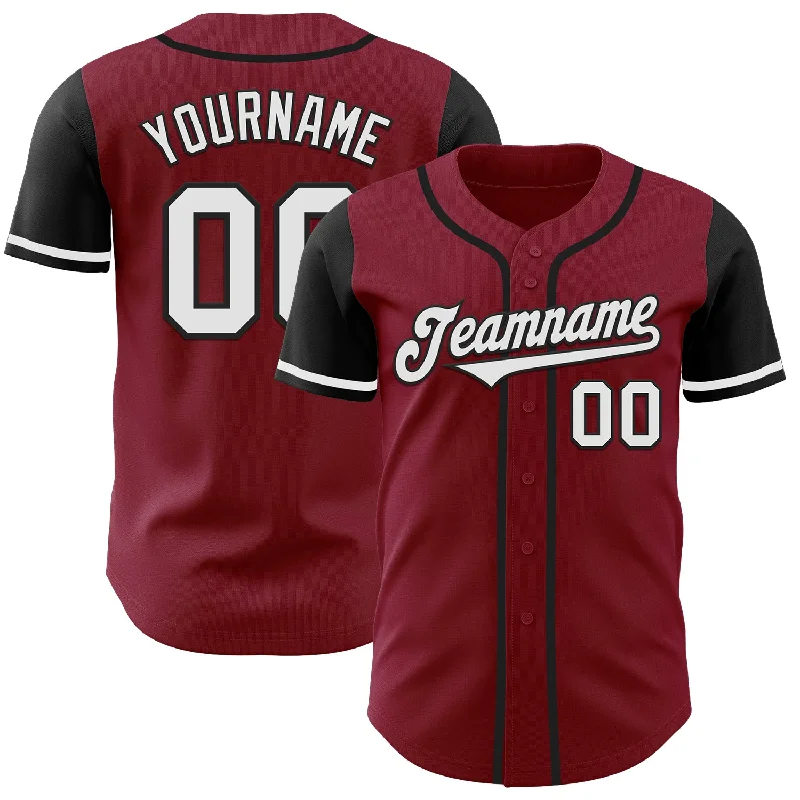 Personalized Baseball Jerseys For Special Anniversaries-Custom Crimson White-Black Authentic Two Tone Baseball Jersey