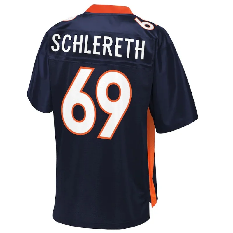 Personalized Rugby Jerseys For Family Teams-D.Broncos #69 Mark Schlereth Pro Line Navy Replica Retired Player Jersey Stitched American Football Jerseys