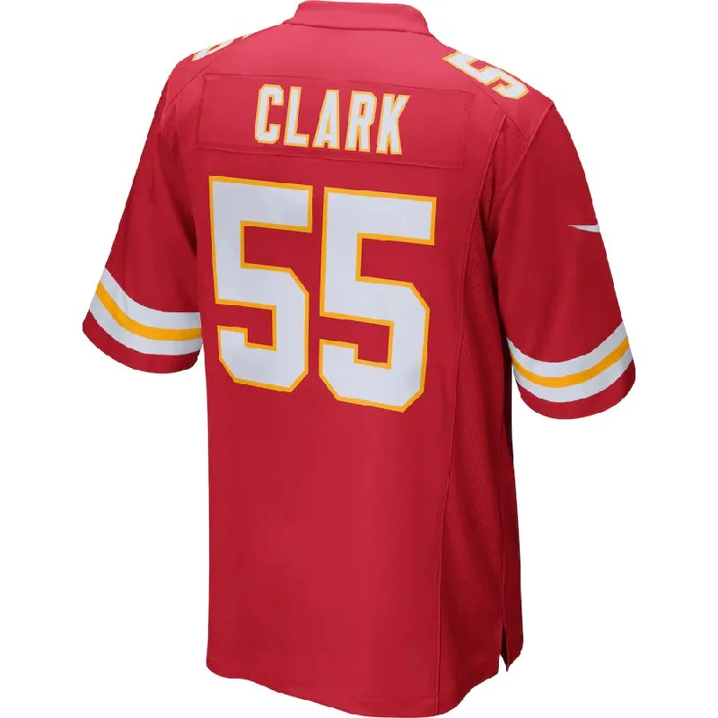 Custom Rugby Jerseys With Graphics & Emblems-KC.Chiefs #55 Frank Clark Red Game Jersey Stitched American Football Jerseys