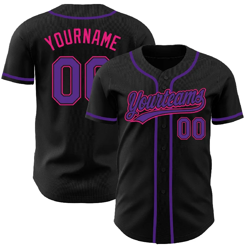 Personalized Baseball Jerseys For Event Gifting-Custom Black Purple-Hot Pink Authentic Baseball Jersey