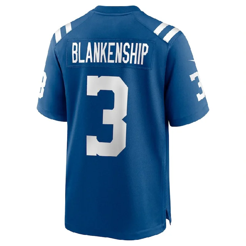 Rugby Jerseys For Fundraising Campaigns-IN.Colts #3 Rodrigo Blankenship Royal Game Jersey Stitched American Football Jerseys