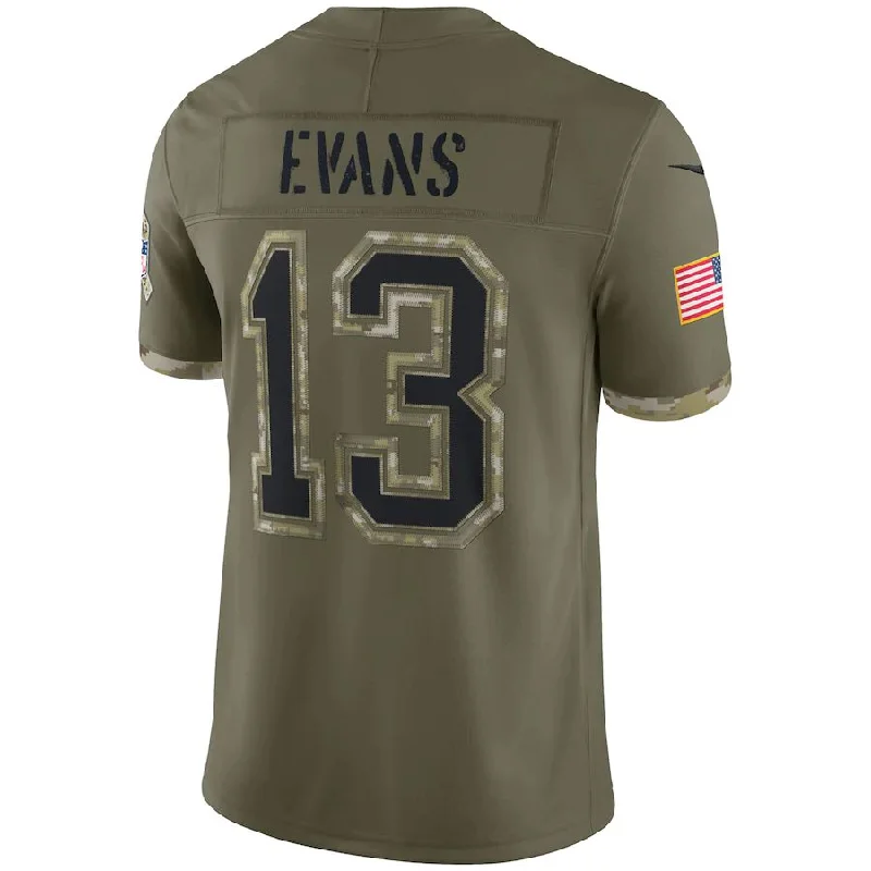 Rugby Jerseys With Custom Logos & Emblems-TB.Buccaneers #13 Mike Evans Olive 2022 Salute To Service Limited Jersey Stitched American Football Jerseys