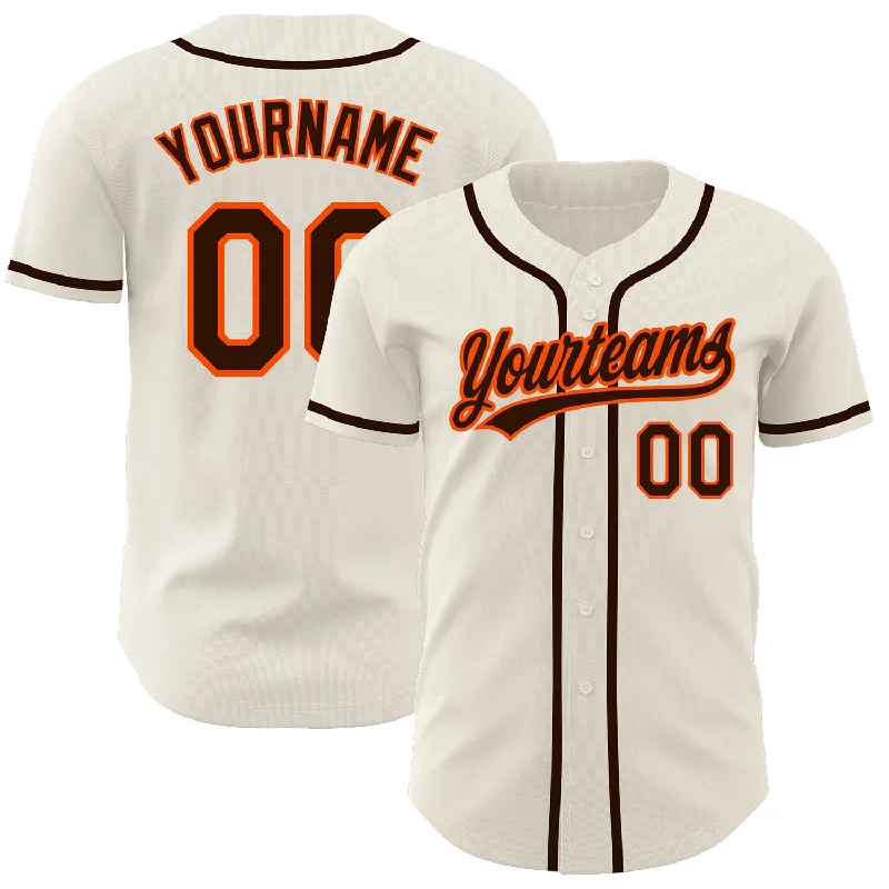 Baseball Jerseys For Custom Designs & Printing-Custom Cream Brown-Orange Authentic Baseball Jersey