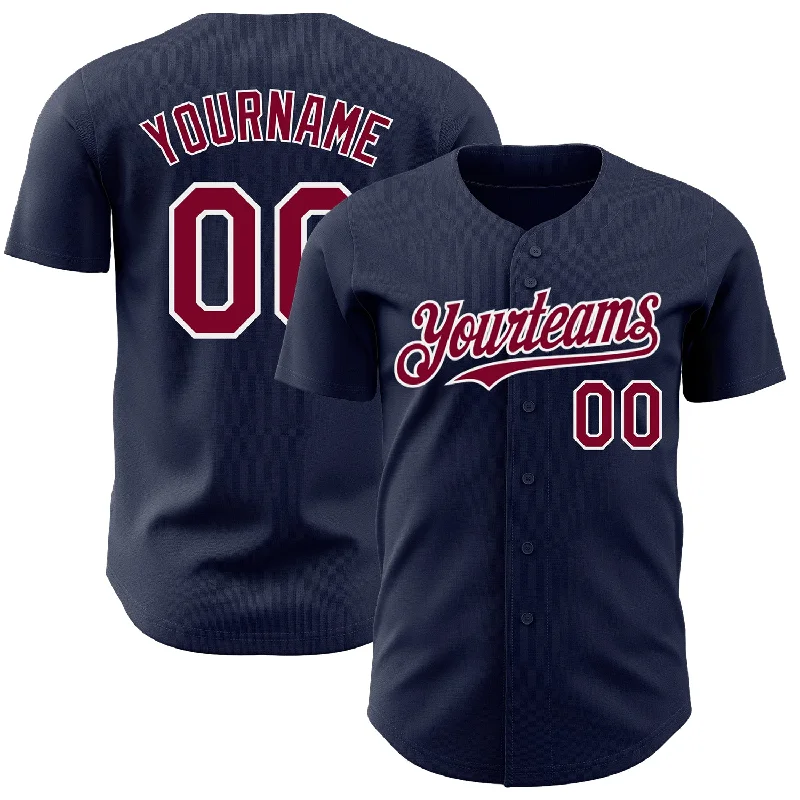 Baseball Jerseys For Team Building Events-Custom Navy Maroon-White Authentic Baseball Jersey