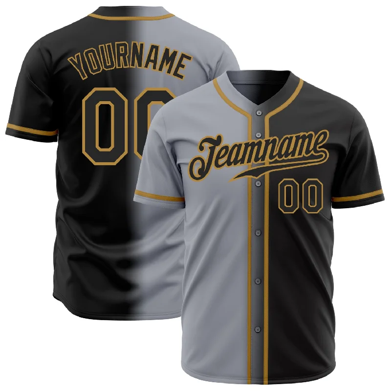 Personalized Baseball Jerseys For Event Marketing-Custom Gray Black-Old Gold Authentic Gradient Fashion Baseball Jersey