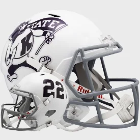 Custom Rugby Helmets For Local Rugby Teams-Kansas State Wildcats Full Size Speed Replica Football Helmet Willie Wildcat- NCAA