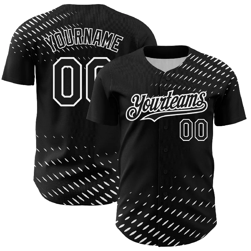 Baseball Jerseys For Youth Camps & Leagues-Custom Black White 3D Pattern Design Halftone Authentic Baseball Jersey