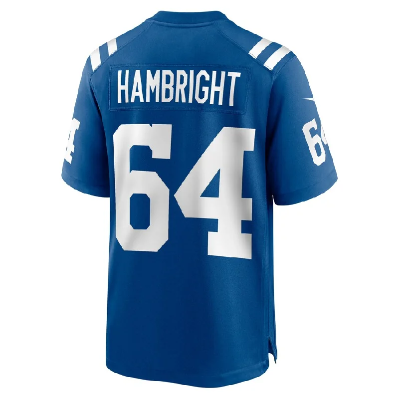 Rugby Jerseys With Custom Fabric Options-IN.Colts #64 Arlington Hambright Royal Game Player Jersey Stitched American Football Jerseys